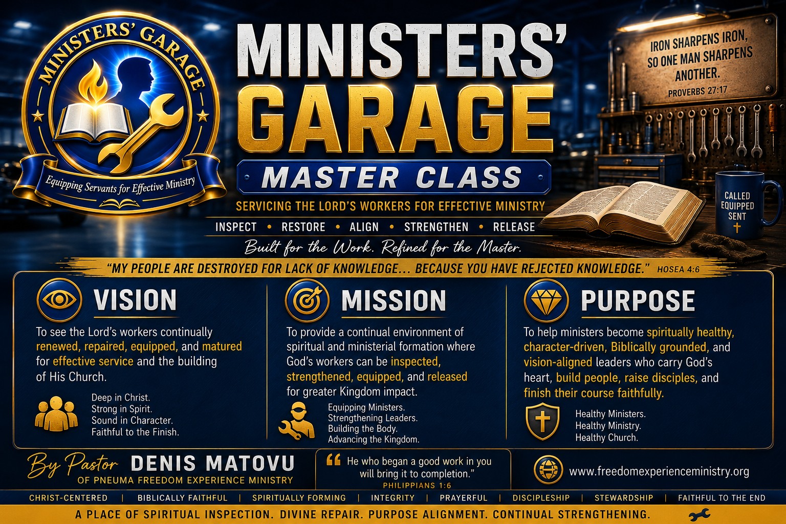 Ministers' Garage Master Class workshop and ministry concept